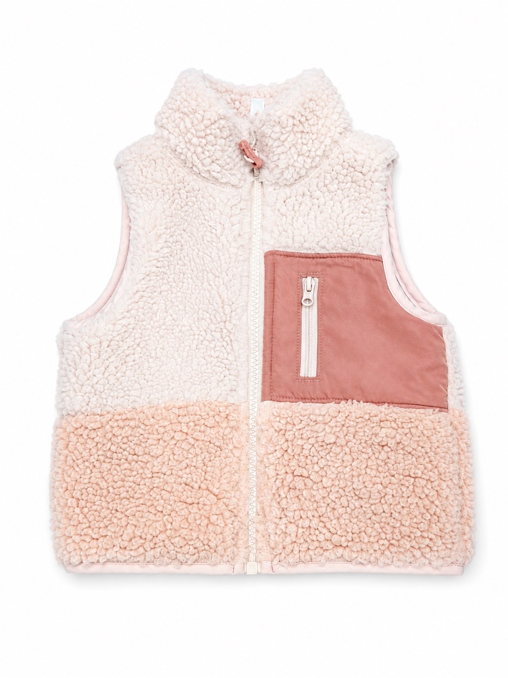 OshKosh B'gosh Colorblock Sherpa Vest in Blush and Dusty Rose